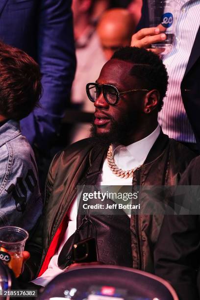 Boxer Deontay Wilder looks on during the UFC 309 event at Madison Square Garden on November 16, 2024 in New York City.