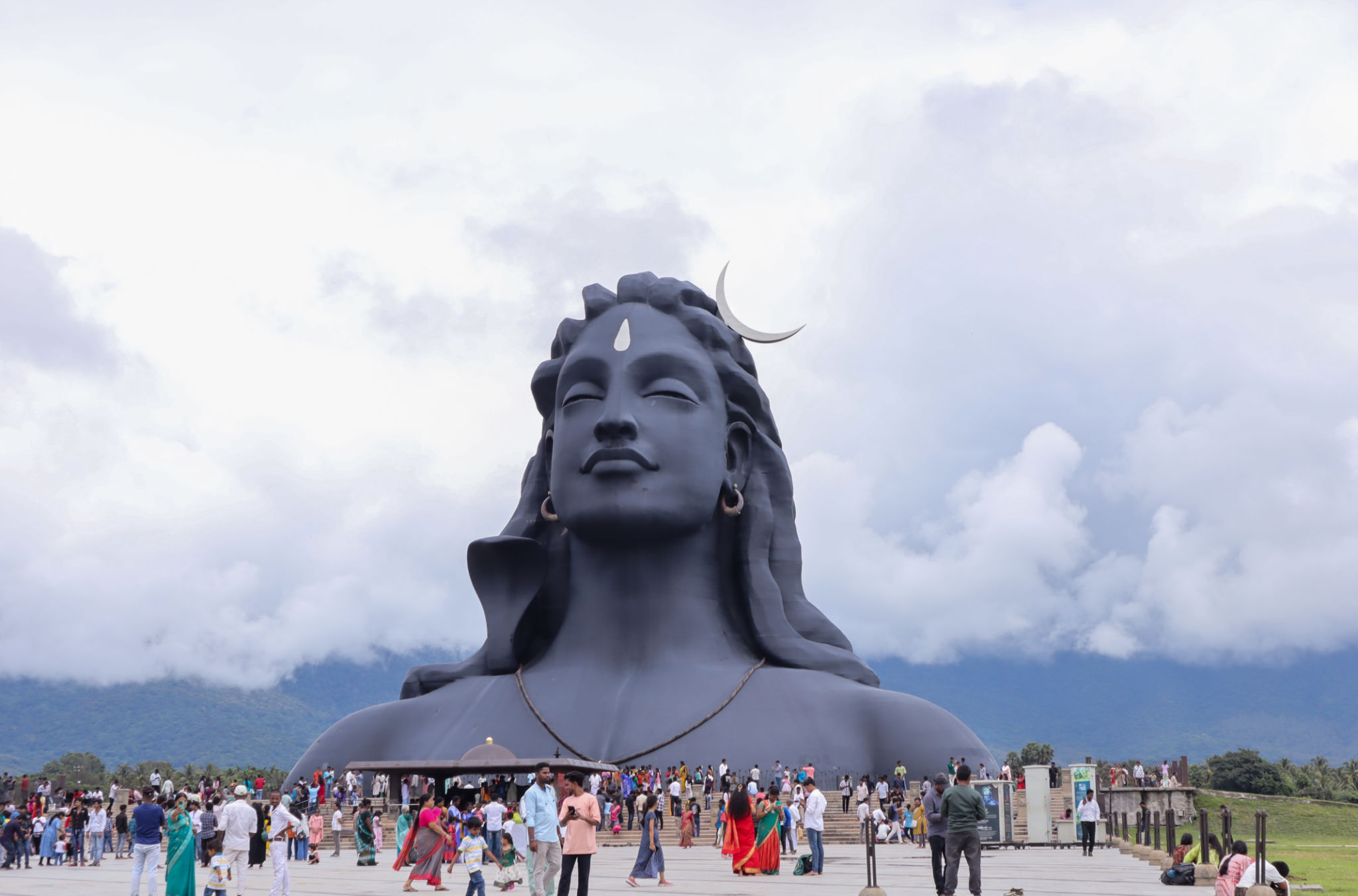 A Mammoth Statue of Lord Shiva named as 'Adi Yogi' sculpted in black stone at ISHA foundation is a famous travel destination in Coimbatore, India. A Mammoth Statue of Lord Shiva named as 'Adi Yogi' sculpted in black stone at ISHA foundation is a famous travel destination in Coimbatore, India.