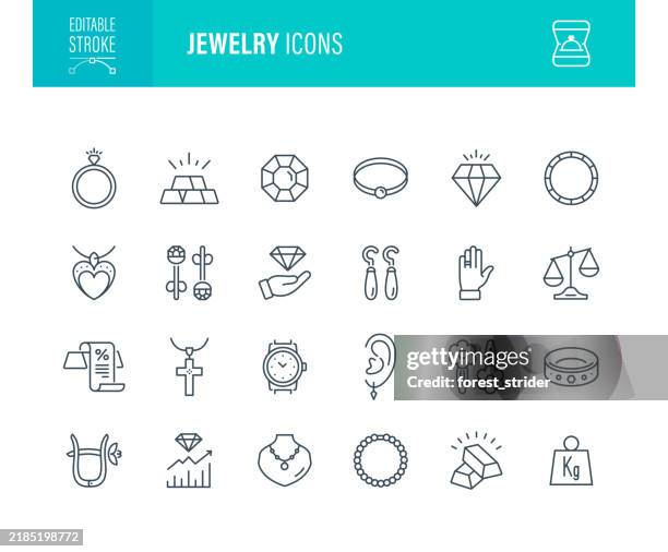 schmuck icons bearbeitbarer strich - ring schmuck stock-grafiken, -clipart, -cartoons und -symbole