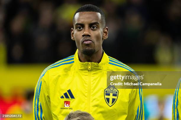 Alexander Isak of Sweden during the UEFA Nations League 2024/25 League C Group C1 match between Sweden and Slovakia at Strawberry Arena on November...