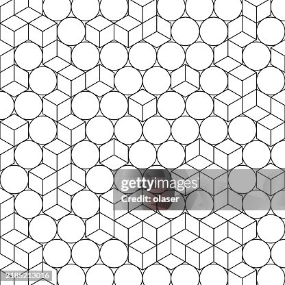 Circles and cubes line-drawn pattern Circles and cubes line-drawn pattern