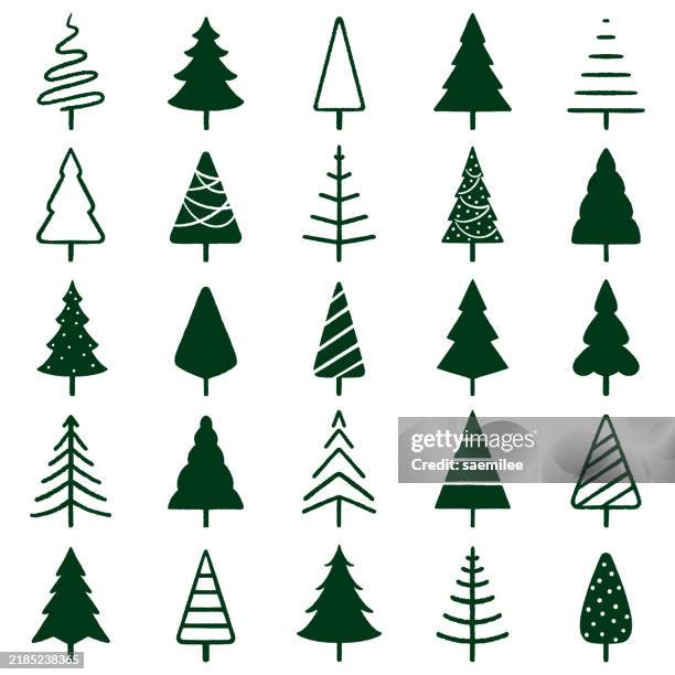 illustrazioni stock, clip art, cartoni animati e icone di tendenza di alberi sempreverdi per disegni di vacanze - abete
