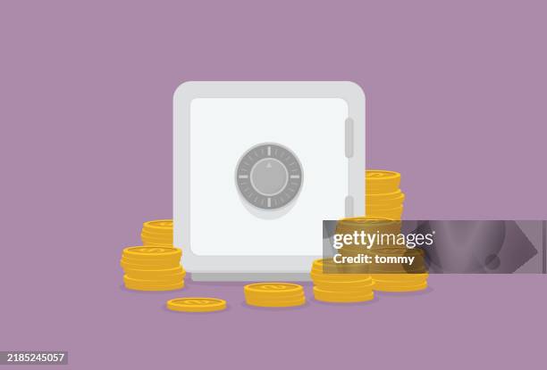 safe security equipment with money - safe security equipment stock illustrations
