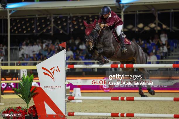 Wilm Vermeir of Doha Falcons team rides during GCL Super Cup Semi Final of the Longines Global Champions Tour Riyadh at KAFD Riyadh Finals Arena on...