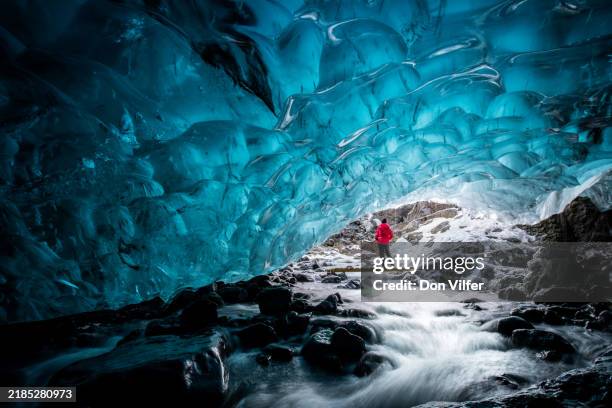entrée de la grotte de glace - vatnajokull photos et images de collection