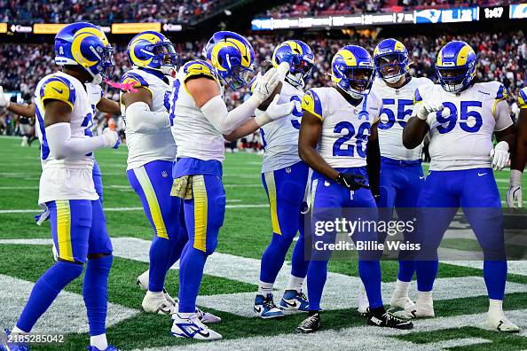 Congratulations La Rams The Los Angeles Rams celebrate during the fourth quarter against the ...