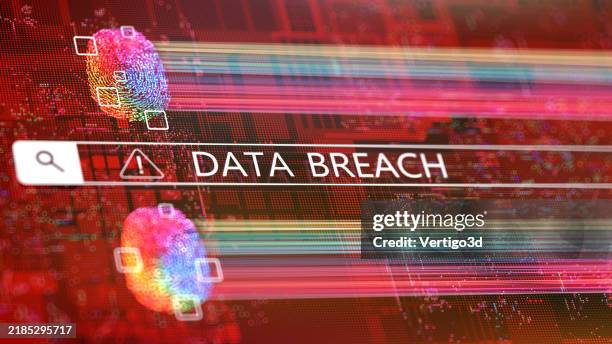 data breach concepts. fingerprint with abstract data on digital screen. - data breach stock pictures, royalty-free photos & images