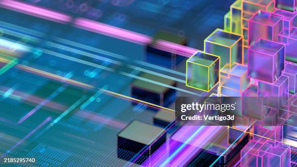 digital abstract cpu cubes. ai - artificial intelligence concept. neural network. machine learning concepts - blockchain stock pictures, royalty-free photos & images