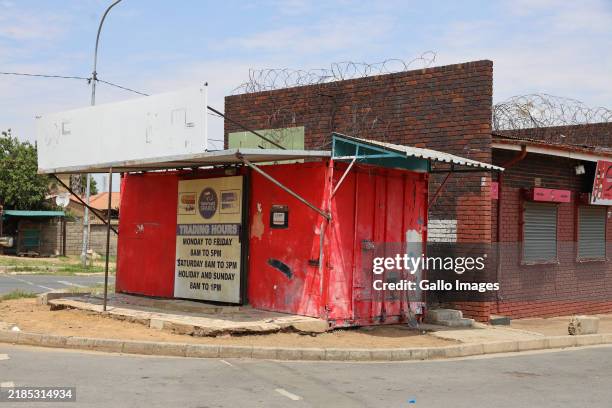 View of a spaza shop during Operation Dudula protest in Diepkloof on November 21, 2024 in Soweto, South Africa. This comes after a child died...