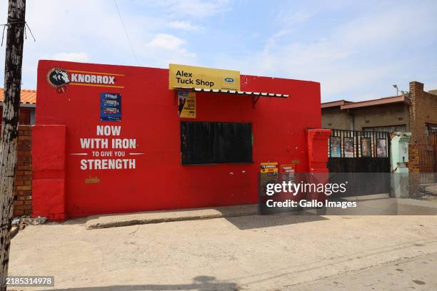 View of a spaza shop during Operation Dudula protest in Diepkloof on November 21, 2024 in Soweto, South Africa. This comes after a child died...