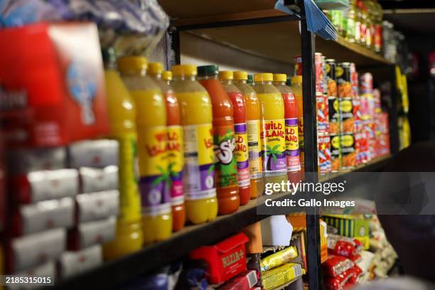 View of a spaza shop during Operation Dudula protest in Diepkloof on November 21, 2024 in Soweto, South Africa. This comes after a child died...