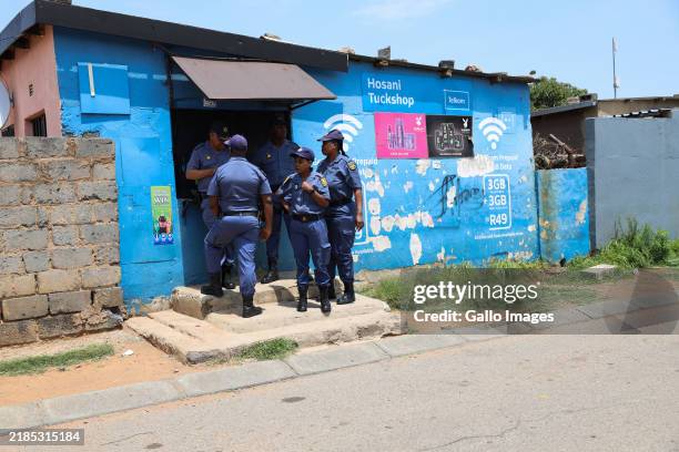 View of a spaza shop during Operation Dudula protest in Diepkloof on November 21, 2024 in Soweto, South Africa. This comes after a child died...