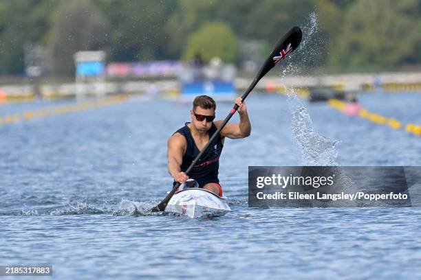 Robert Oliver of Great Britain competing in heat 1 of the men's KL3 200 metres paracanoeing event during the Summer Paralympics at the...