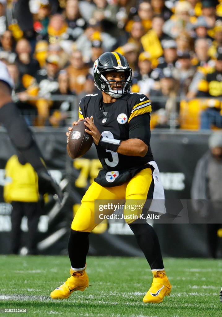 Russell Raven Russell Wilson of the Pittsburgh Steelers in action against the... News ...