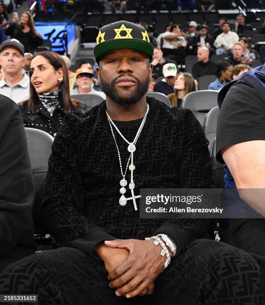 Floyd Mayweather Jr. Attends a basketball game between the Los Angeles Clippers and the Utah Jazz at Intuit Dome on November 17, 2024 in Inglewood,...