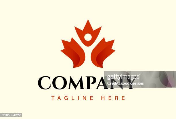 kanadisches volk-blatt-logo-design - ahornblatt stock-grafiken, -clipart, -cartoons und -symbole