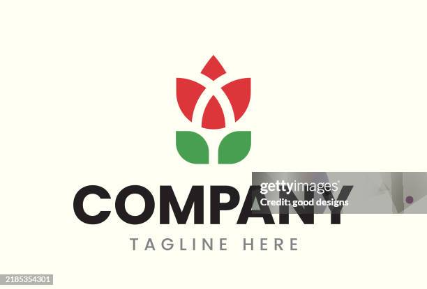 minimalist modern rose logo design - florist stock illustrations