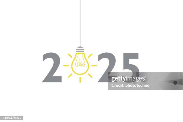 new year 2025 creative idea concepts on white background - determined expression stock illustrations