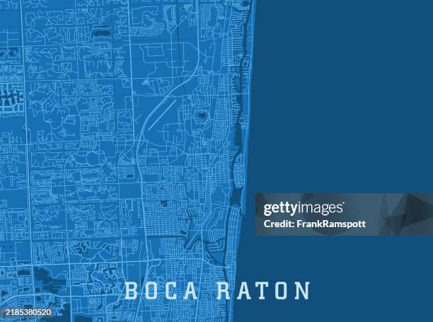 boca raton fl city vector road map blue horizontal - deerfield beach florida stock illustrations