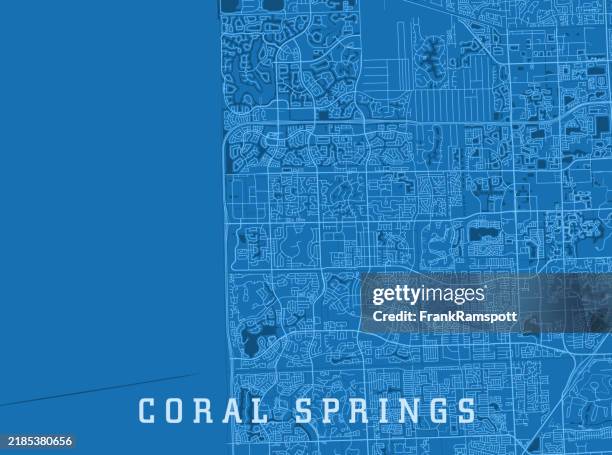 coral springs fl city vector road map blue horizontal - everglades national park stock illustrations