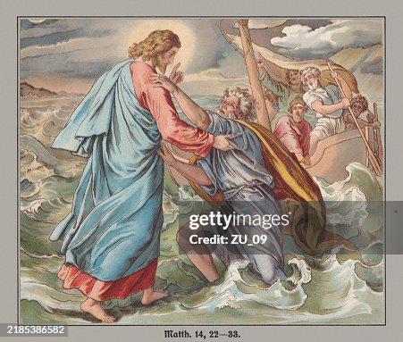 Peter sinking on water, chromolithograph, published ca. 1880 Peter sinking on water, chromolithograph, published ca. 1880