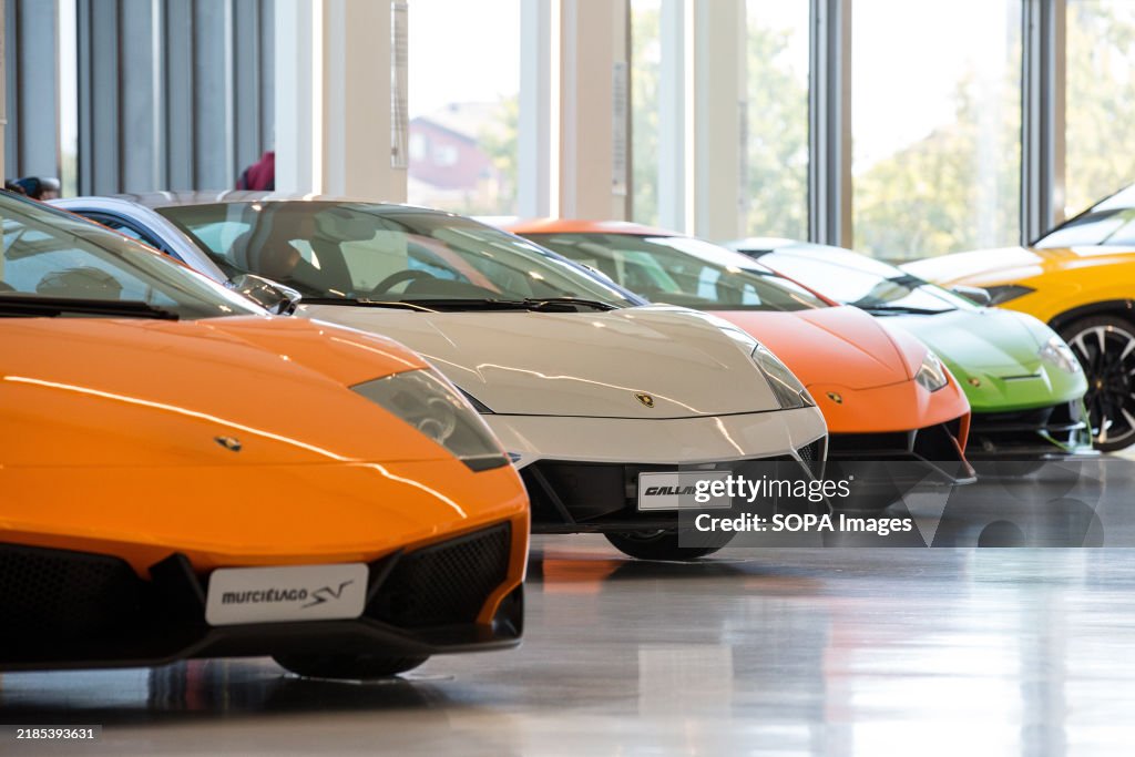Various Lamborghini models are seen in the Lamborghini...