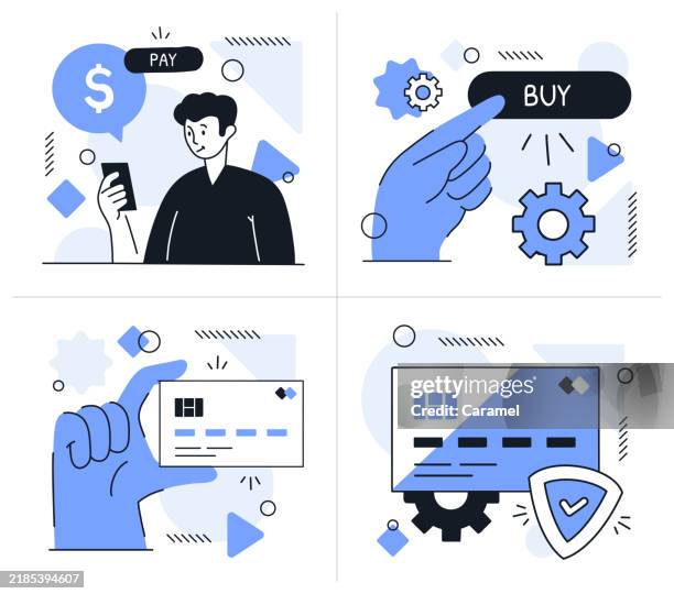secure payment methods illustration collection - save stock illustrations