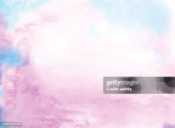 abstract watercolor background. light blue. pink. - clouds sunset stock illustrations