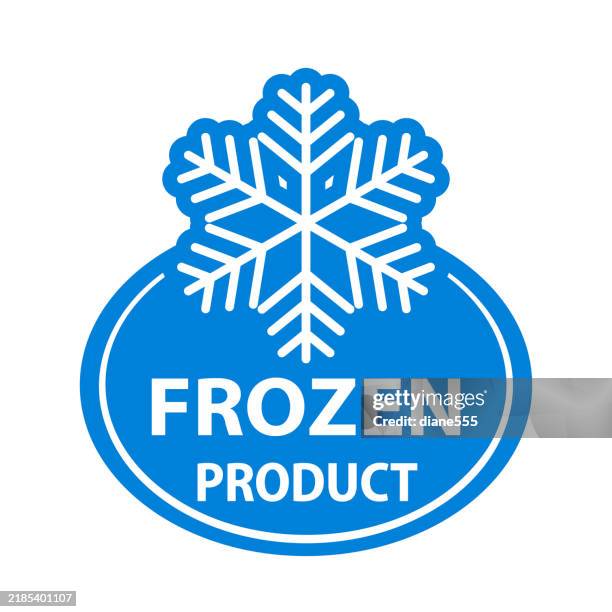 frozen products label or sticker. packaging badge. - empty refrigerator stock illustrations