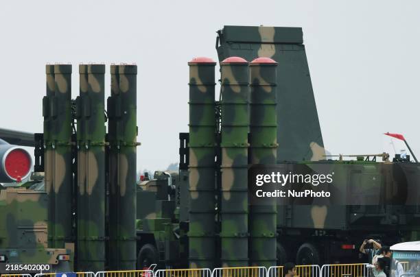 The HQ-9 long-range air defense system is pictured at the 2024 Zhuhai Air Show in Zhuhai, Guangdong province, China, on November 13, 2024.
