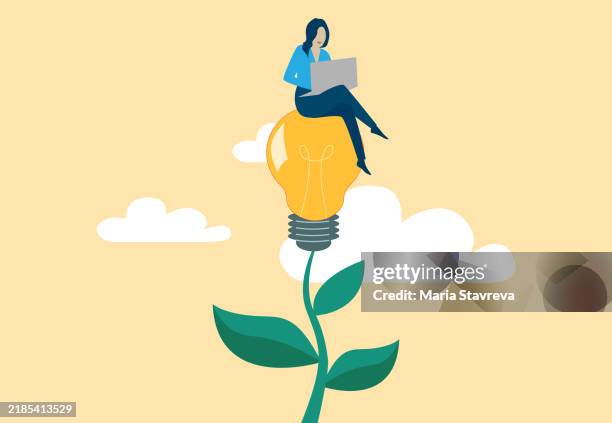 stockillustraties, clipart, cartoons en iconen met learn or study more knowledge to grow and success, growth mindset. - werken