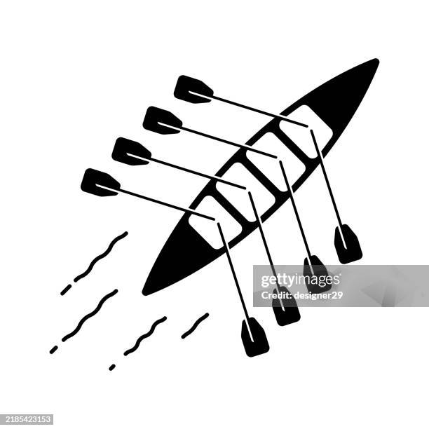 rowing icon vector design - river rafting icon stock illustrations
