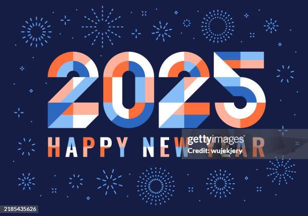 ilustrações de stock, clip art, desenhos animados e ícones de 2025 happy new year - cartão de ano novo