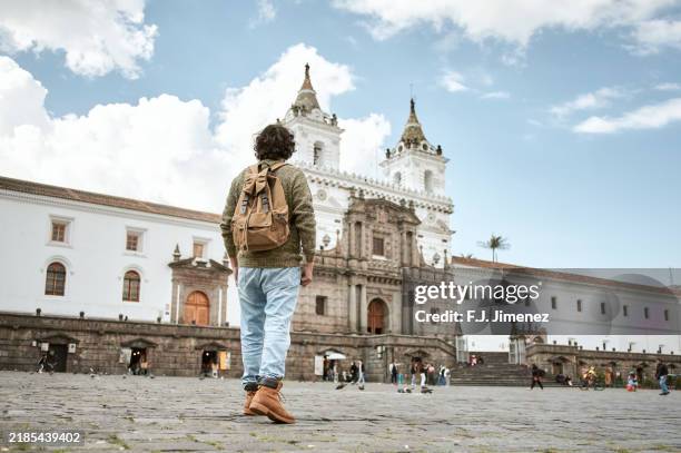 man in the san francisco square, quito, ecuador - quito stock pictures, royalty-free photos & images