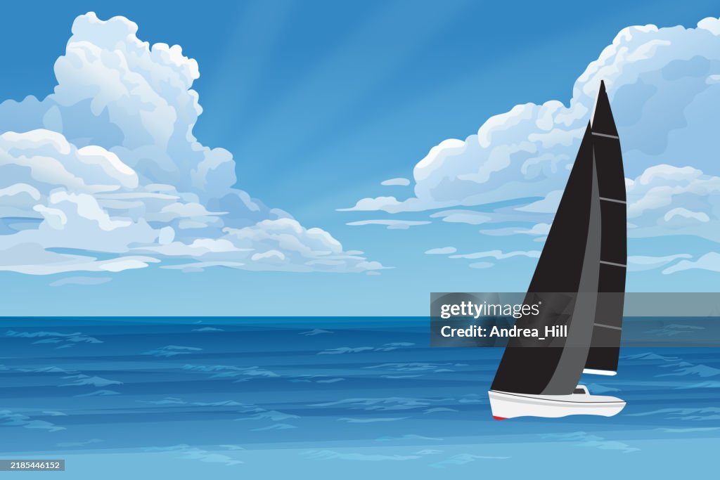 Vintage Vector Sailing Illustration