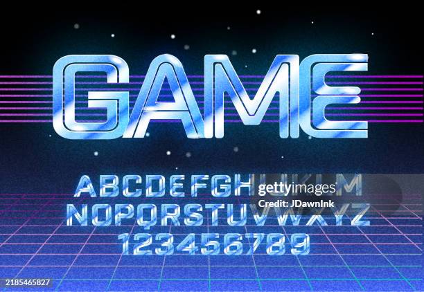 Retro Arcade Game Font Design Alphabet Includes Capital Letters And ...