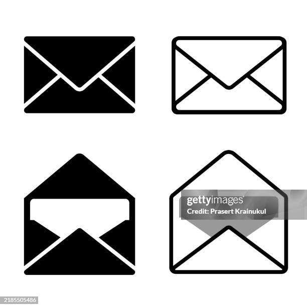 set of envelope icon vector - e mail imagens e fotografias de stock