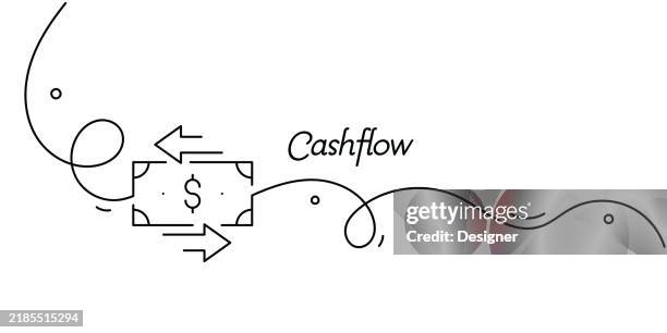 one continuous line drawing of cashflow icon. single line vector illustration - cashflow stock illustrations