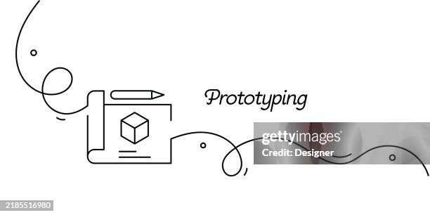 one continuous line drawing of prototype icon. single line vector illustration - prototype model stock illustrations