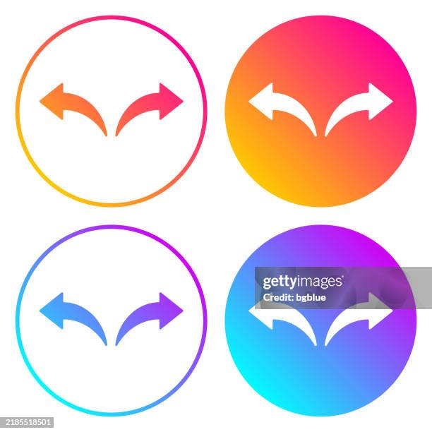 left and right arrow. round icons with color gradients - undo key stock illustrations