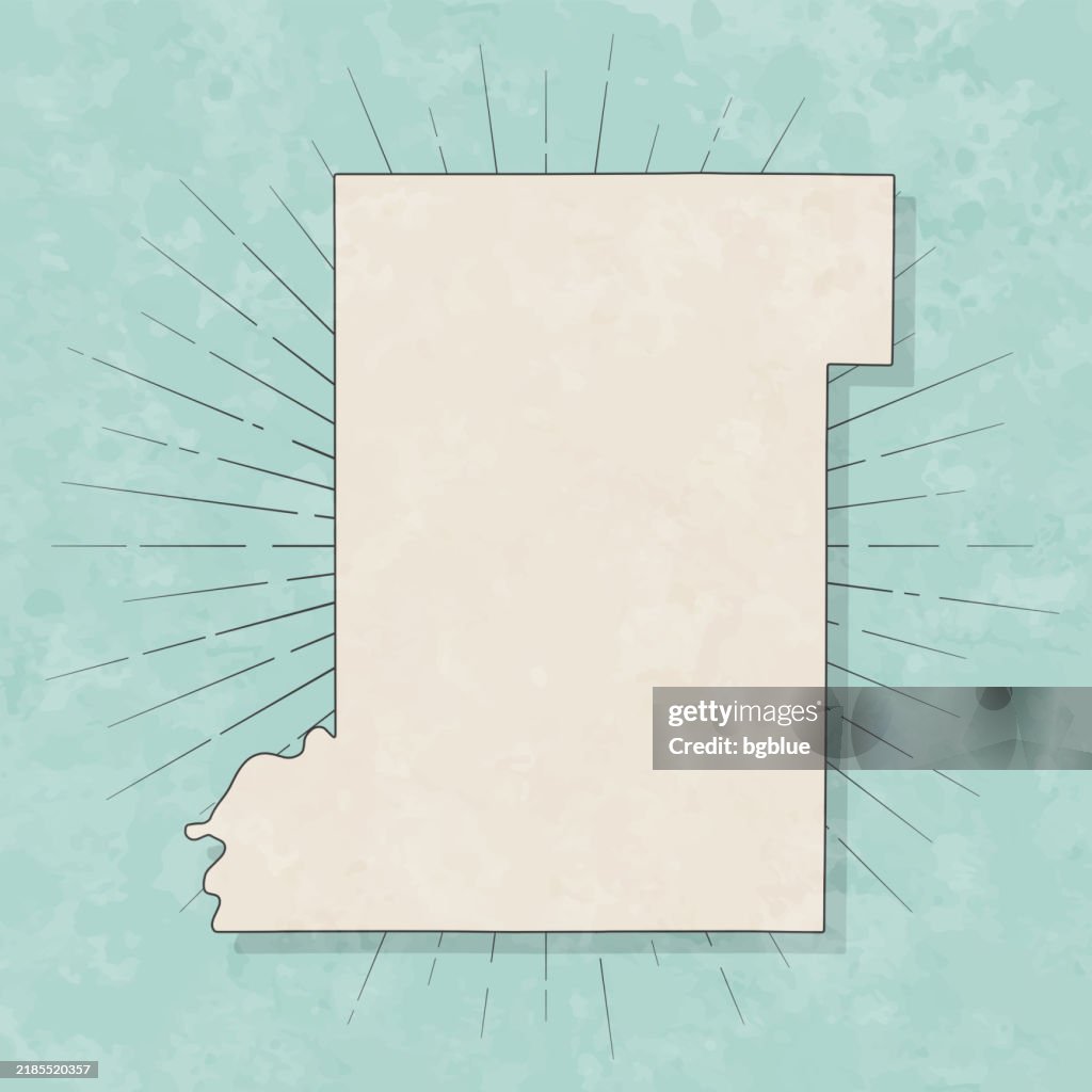 Vigo County, Indiana. Map in retro vintage style - Old textured paper