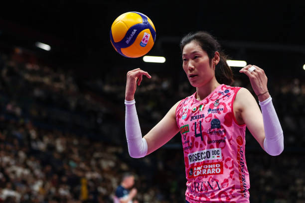 Ting Zhu of Prosecco Doc Imoco Conegliano seen in action during Volley Serie A women 2024/25 match between Numia Vero Volley Milano and Prosecco Doc...