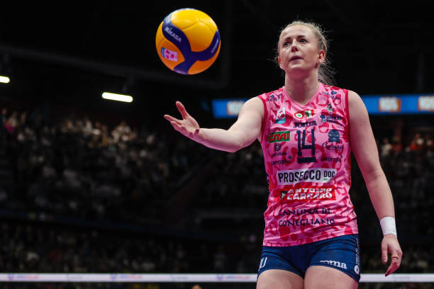 Joanna Wolosz of Prosecco Doc Imoco Conegliano seen in action during Volley Serie A women 2024/25 match between Numia Vero Volley Milano and Prosecco...