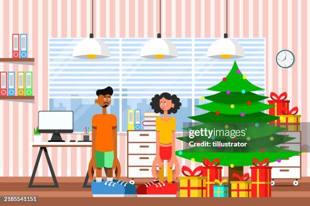 office party for the new year - office christmas party stock illustrations