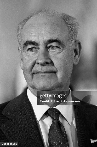 Close-up of Argentine lawyer & Minister of the Economy Roberto Alemann , Buenos Aires, Argentina, 1982.