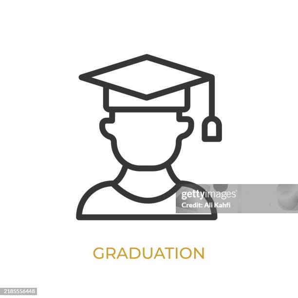 graduation glyph line icon. thin line icon that can be applied anywhere, simple, pixel perfect and modern style - students learning computer programming stock illustrations