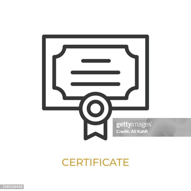 certificate glyph line icon. thin line icon that can be applied anywhere, simple, pixel perfect and modern style - students learning computer programming stock illustrations