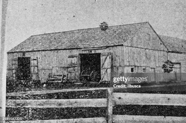 antique image of worcester and surroundings, massachusetts: barn - barn stock illustrations