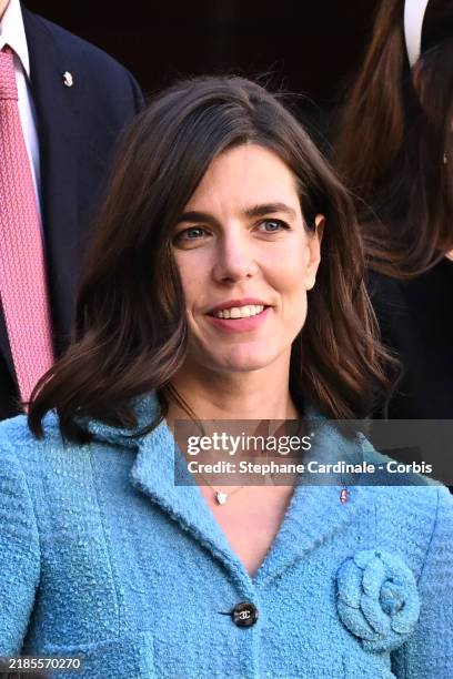 Charlotte Casiraghi attends the Monaco National day celebrations in the courtyard of the Monaco palace on November 19, 2024 in Monaco, Monaco.