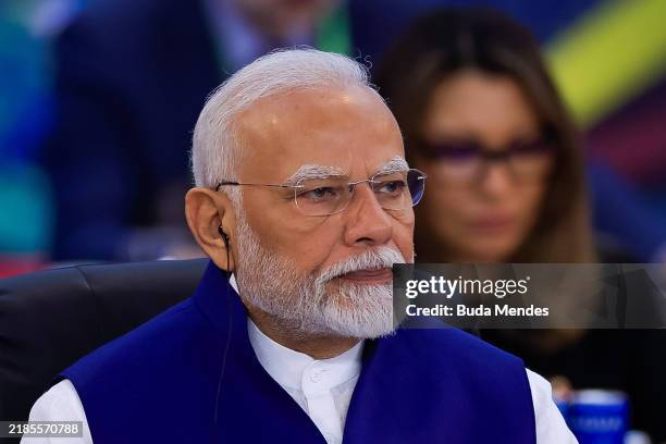 Narendra Modi prime minister of India participates in a working session as part of the G20 Summit Ro de Janeiro 2024 at Museu de Arte Moderna on...